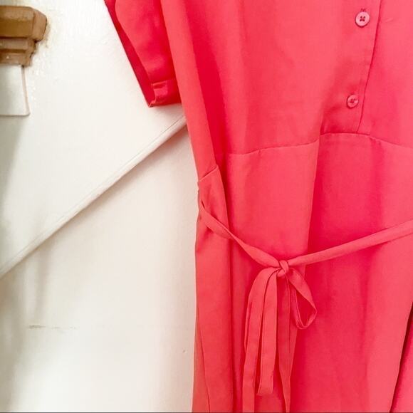 Elizabeth & James Red Polyester Belted Mini Shirtdress Size Small - Picture 4 of 7